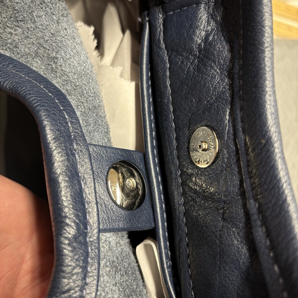 Rough and Tumble Leather Hobo Slouch Tote Bag Blue Pockets Made in Maine - Picture 9 of 16